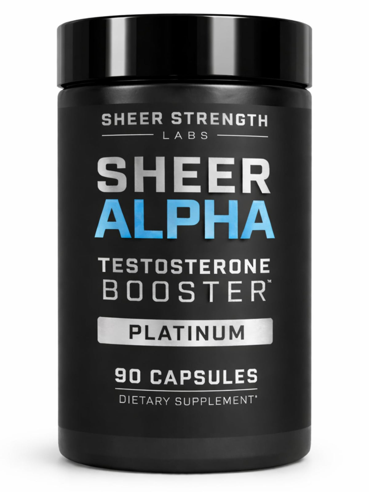 Sheer Strength Labs frente del envase mostrando fórmula premium y beneficio de confianza