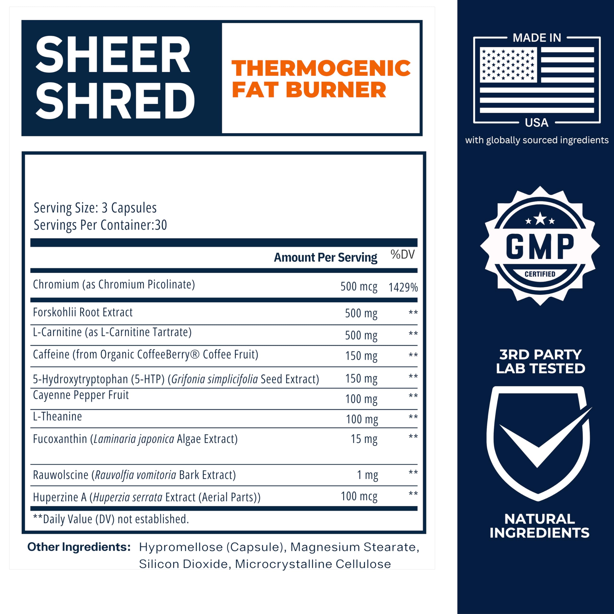 Sheer Strength Labs materias primas como capsaicina y rauwolscine en detalle