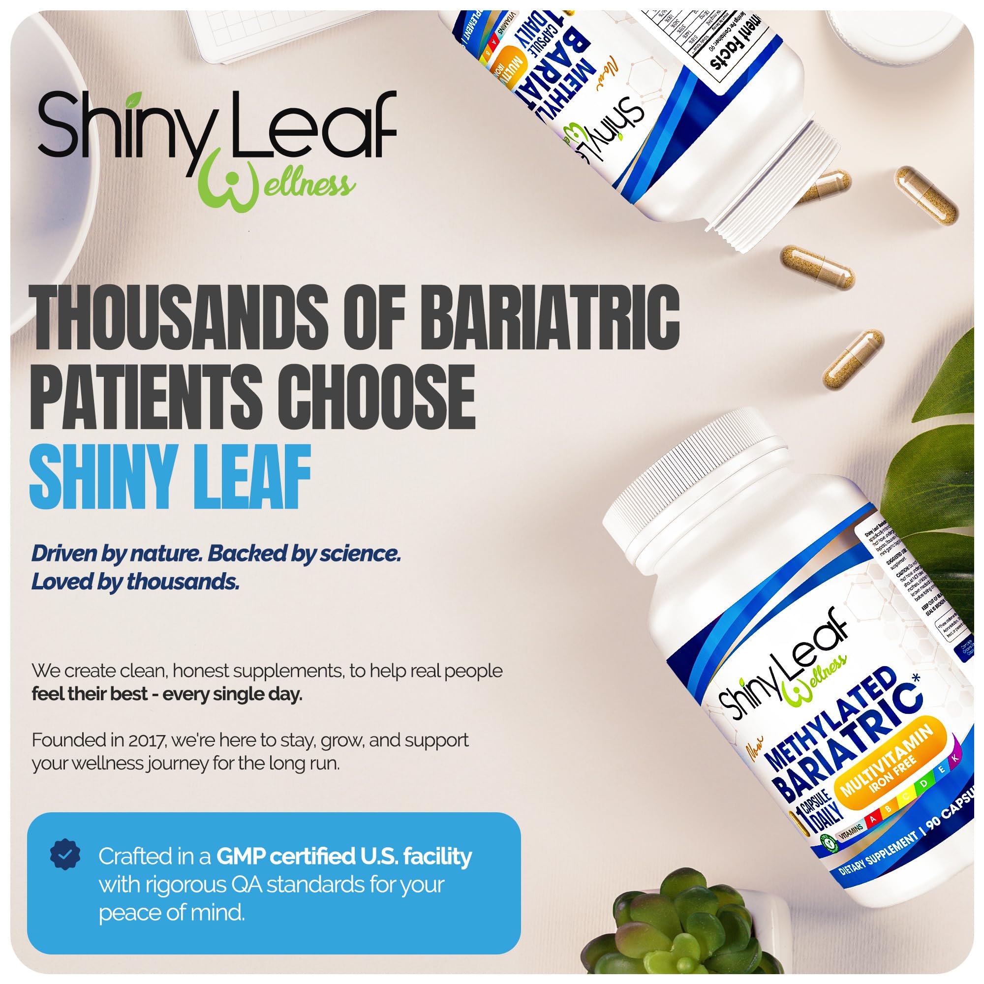 Shiny Leaf lista de ingredientes mostrando vitaminas y minerales