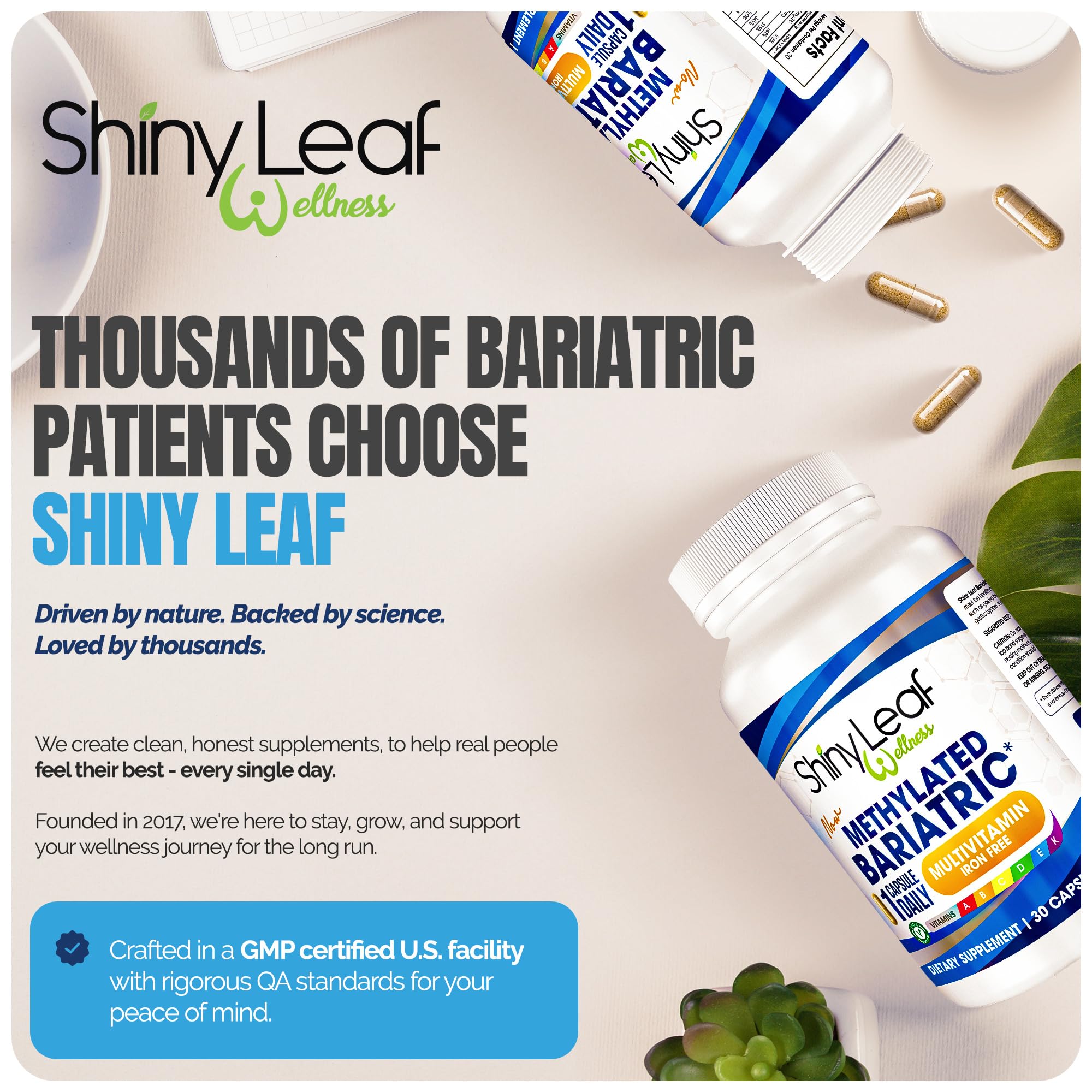 Shiny Leaf varios envases mostrando opciones de suministro mensual