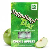 Shrumfuzed empaque frontal con etiqueta nuevo sabor Eden's Applez y mejor experiencia