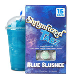 Shrumfuzed envase frontal Blue Slushee mostrando seguridad y conveniencia