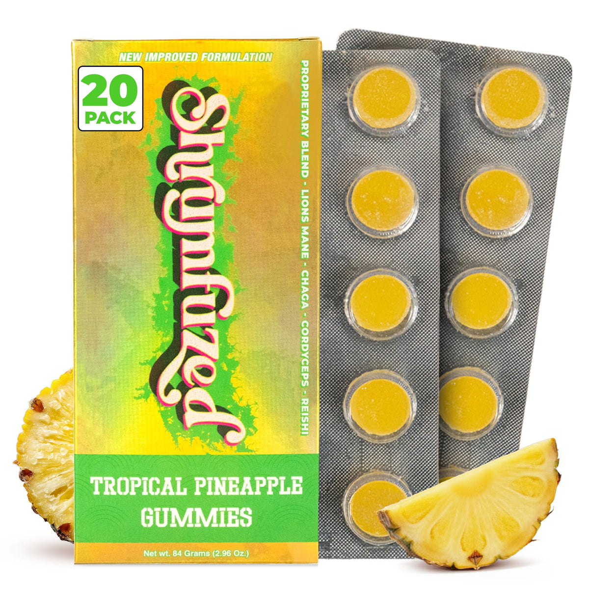 Shrumfuzed empaque frontal piña, muestra seguridad y resistencia