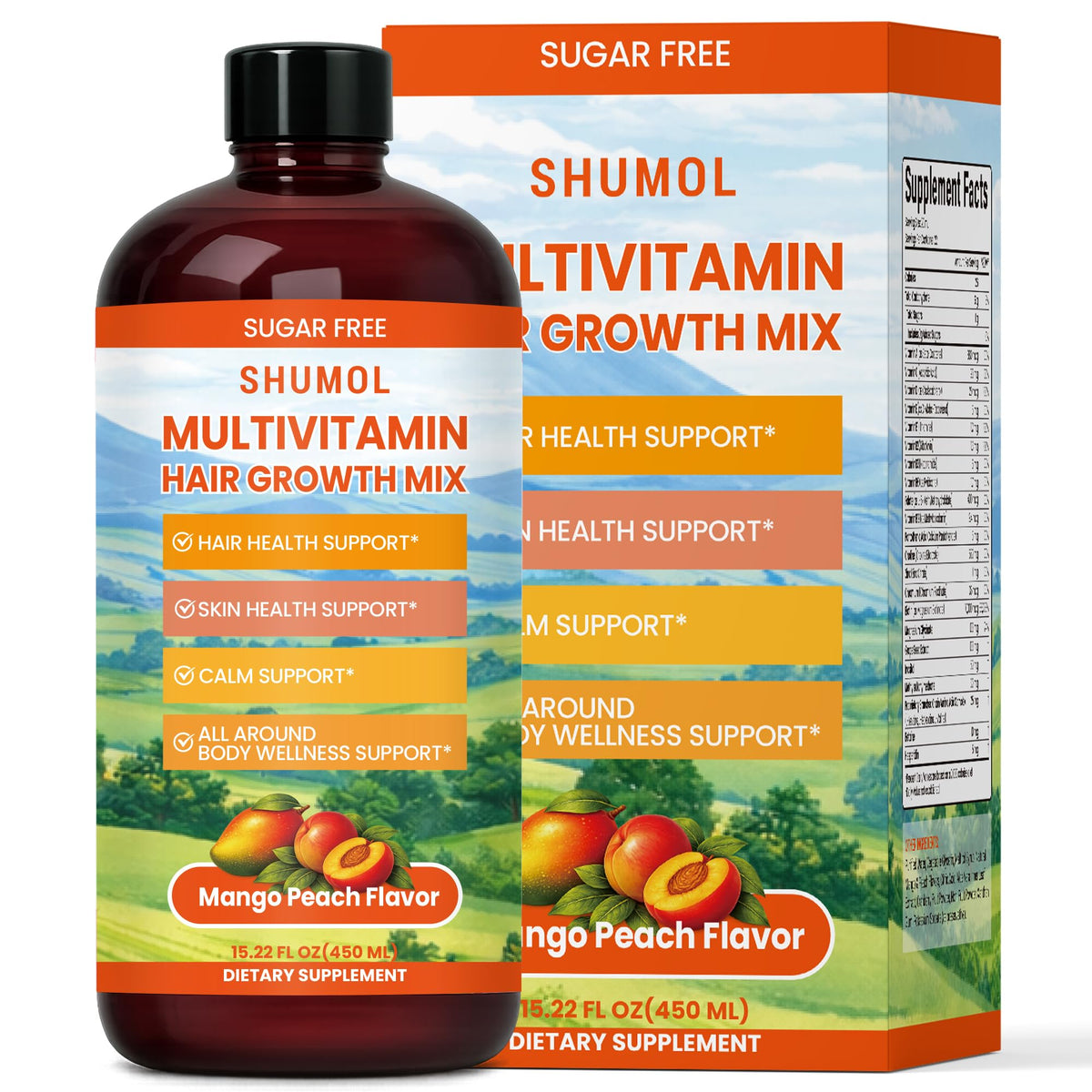 Shumol envase frontal multivitamínico líquido, fácil toma diaria