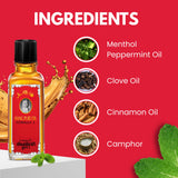 Siang Pure Oil aplicación en cuello con masaje para sensación de calor