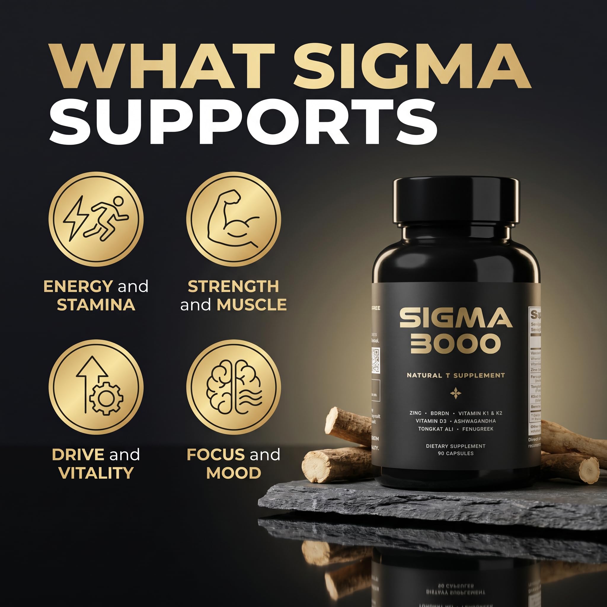 SIGMA 3000 etiqueta con lista de ingredientes y beneficios