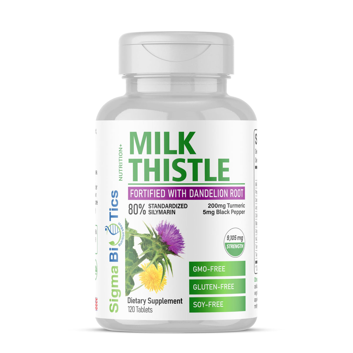 SigmaBiotics frasco frontal mostrando etiquetas y beneficios