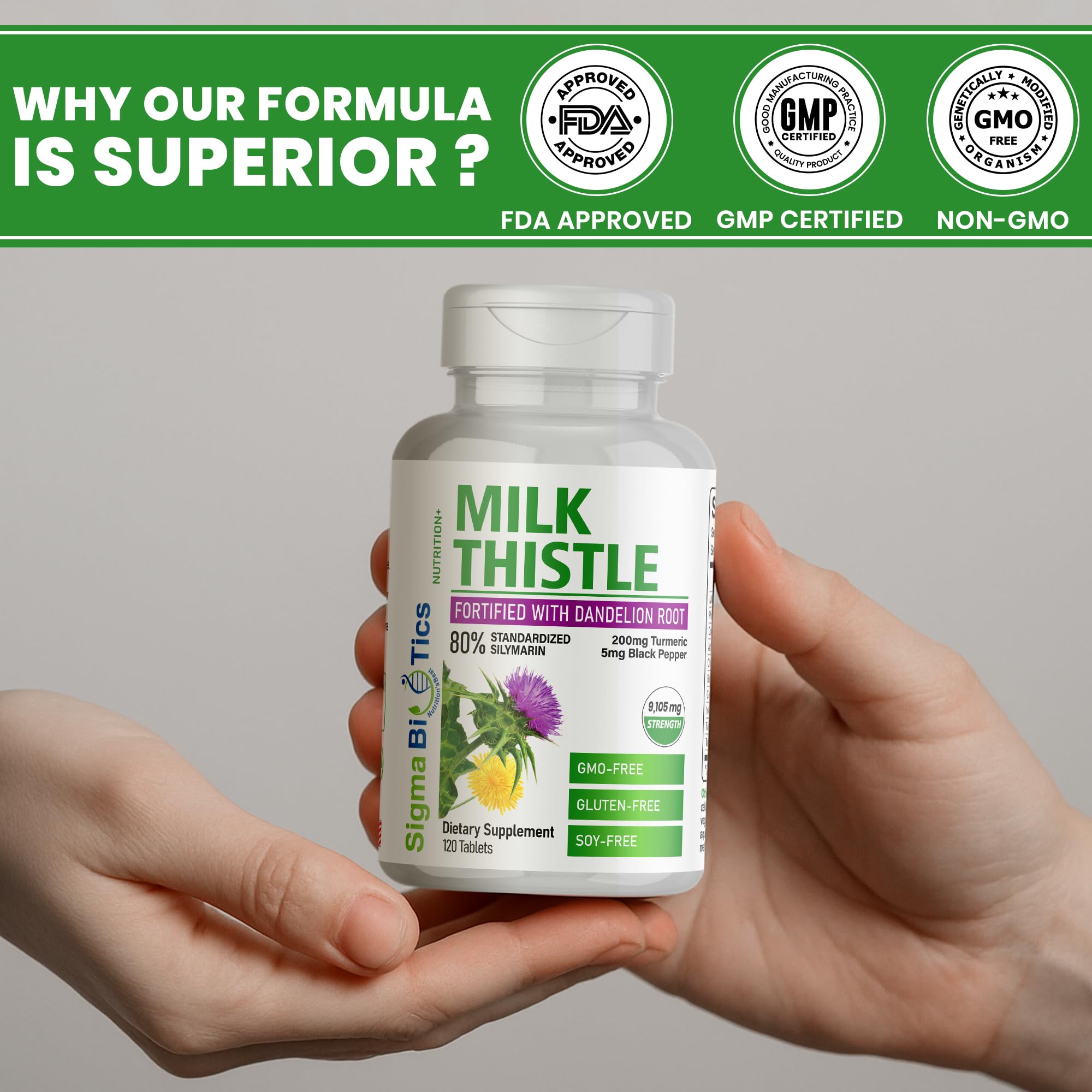 SigmaBiotics combinación de cardo mariano y cúrcuma para apoyo