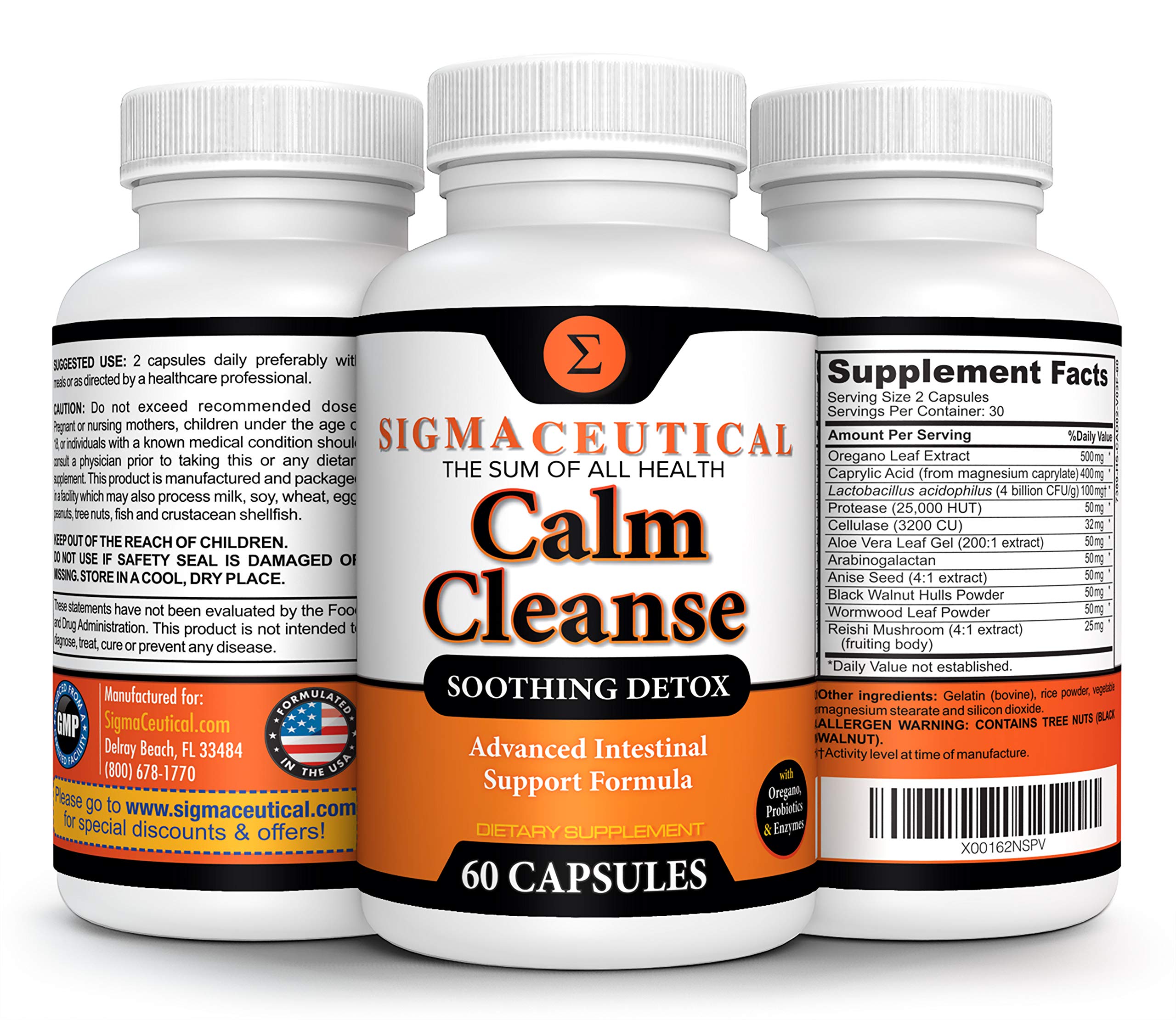 Sigmaceutical etiqueta Calm Cleanse con lista de ingredientes para transparencia y confianza