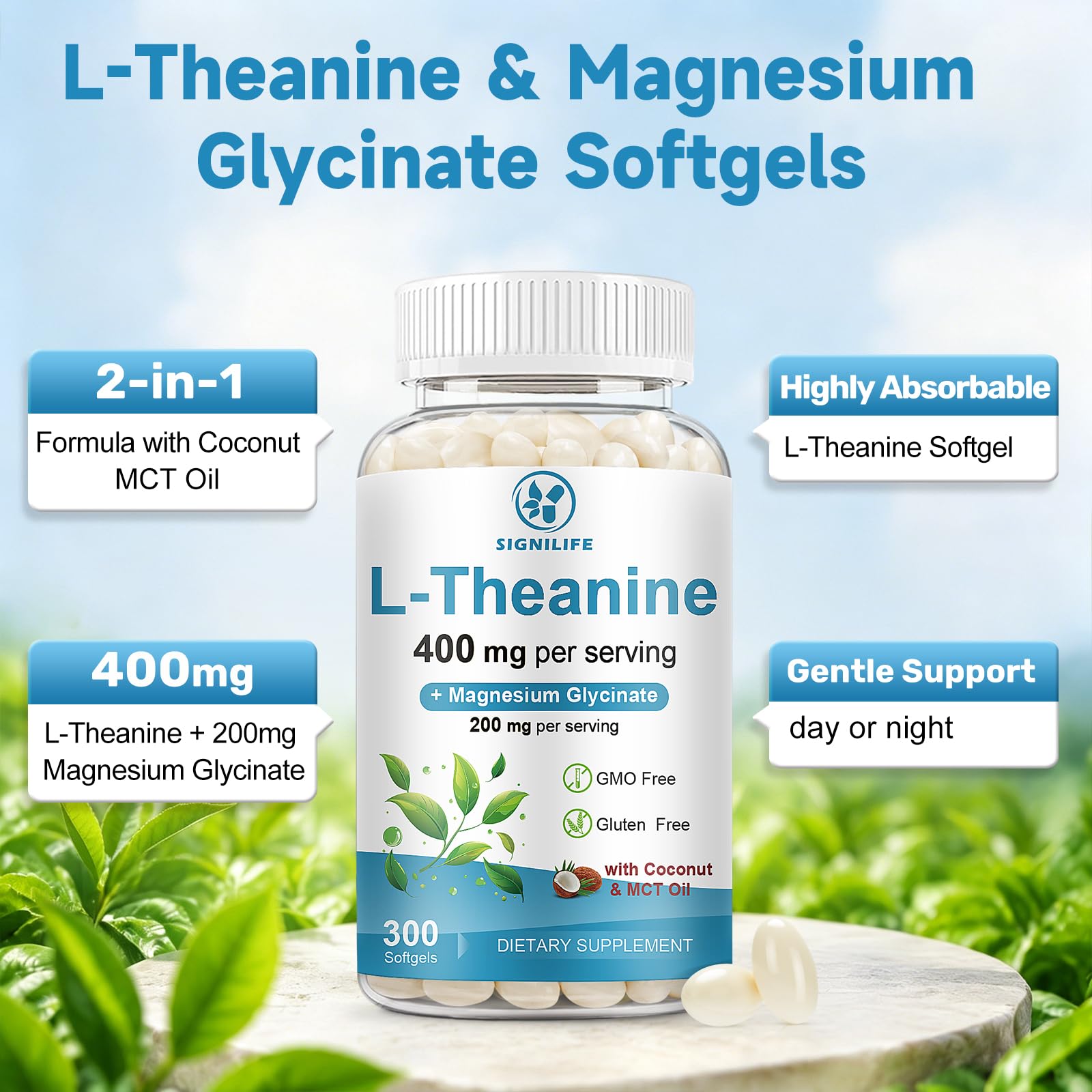 SIGNILIFE softgels en mano para apreciar tamaño y dosificación práctica