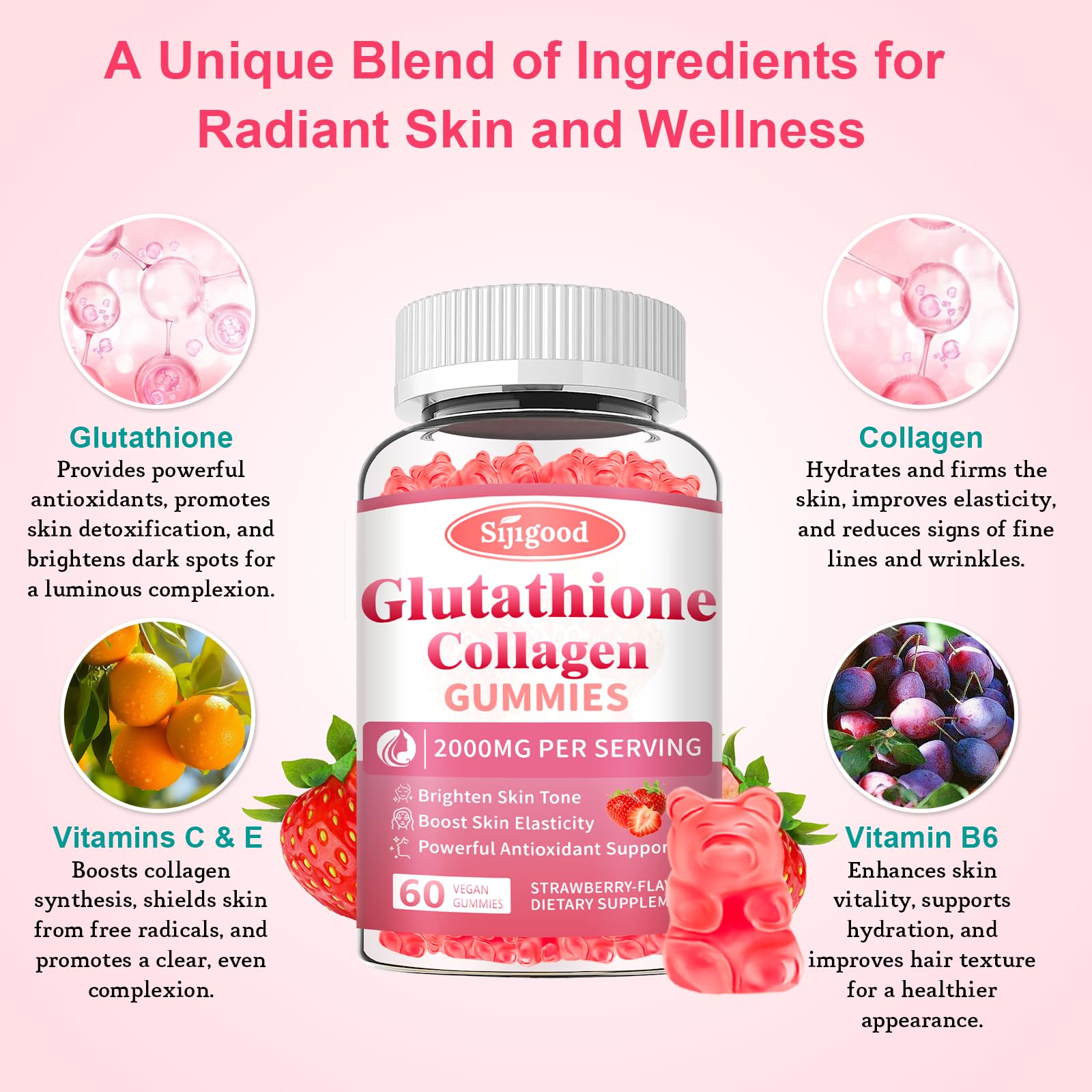 Sijigood etiqueta con ingredientes clave y transparencia de calidad