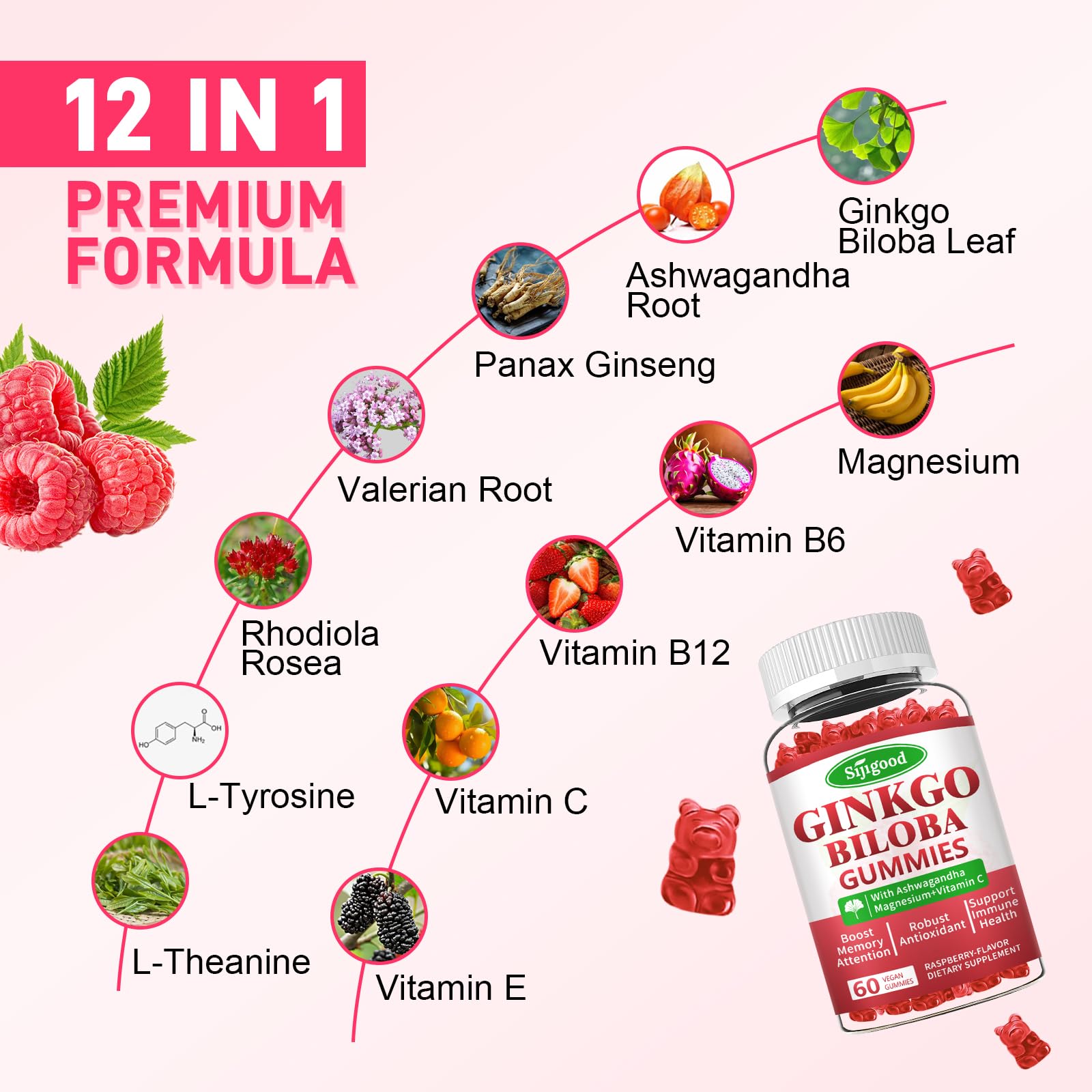 Sijigood etiqueta nutricional enfocada para ver ingredientes clave