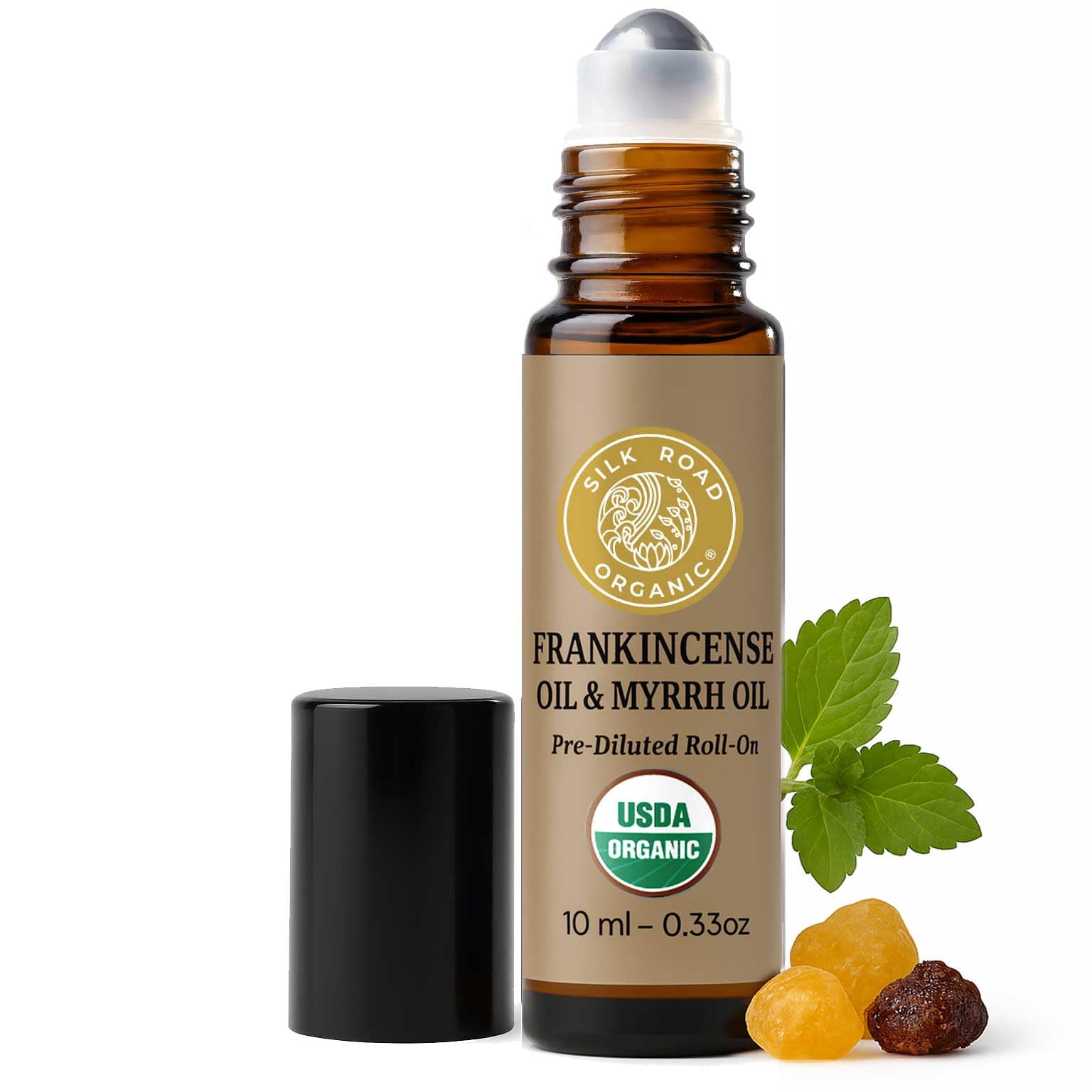 Silk Road Organic frasco frontal mostrando diseño y uso portátil