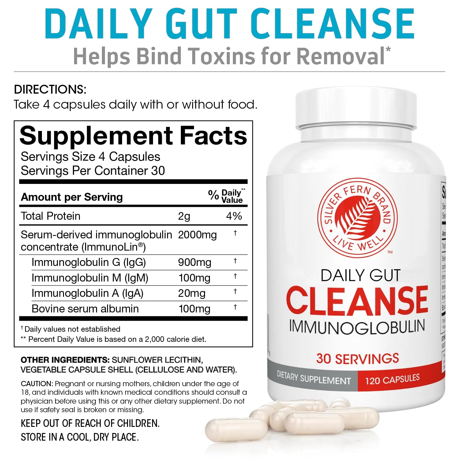 Silver Fern Cleanse primer plano de la textura de la cápsula para calidad