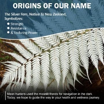 Silver Fern etiqueta con ingredientes clave y dosis destacada para transparencia