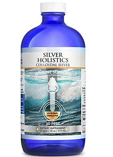 Silver Holistics atomizador azul de 4 oz en detalle, aplicación en bruma fina