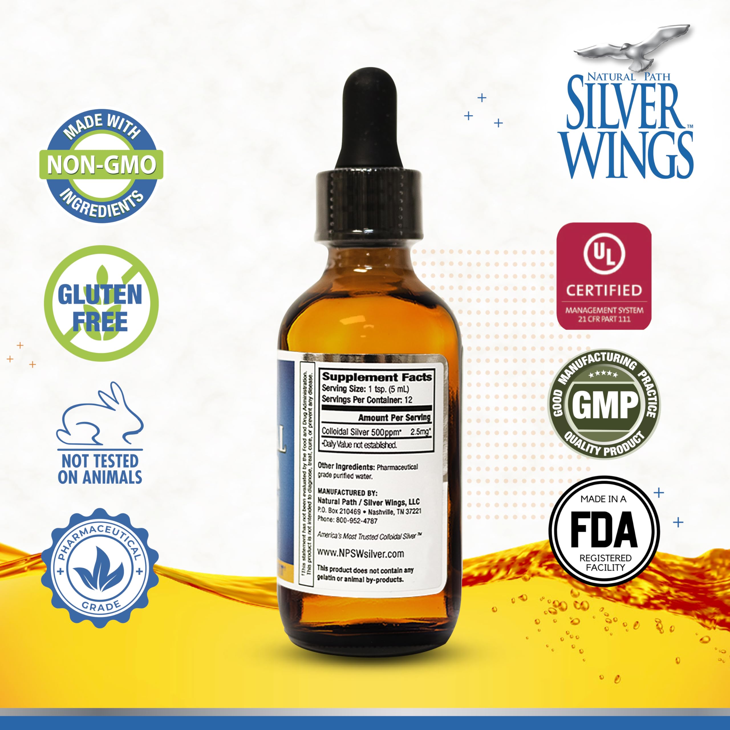 Natural Path Silver Wings primer plano de partículas nano, muestra pureza y tamaño