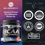 SILVERONYX etiqueta nutricional detalle con aminoácidos y sin azúcar