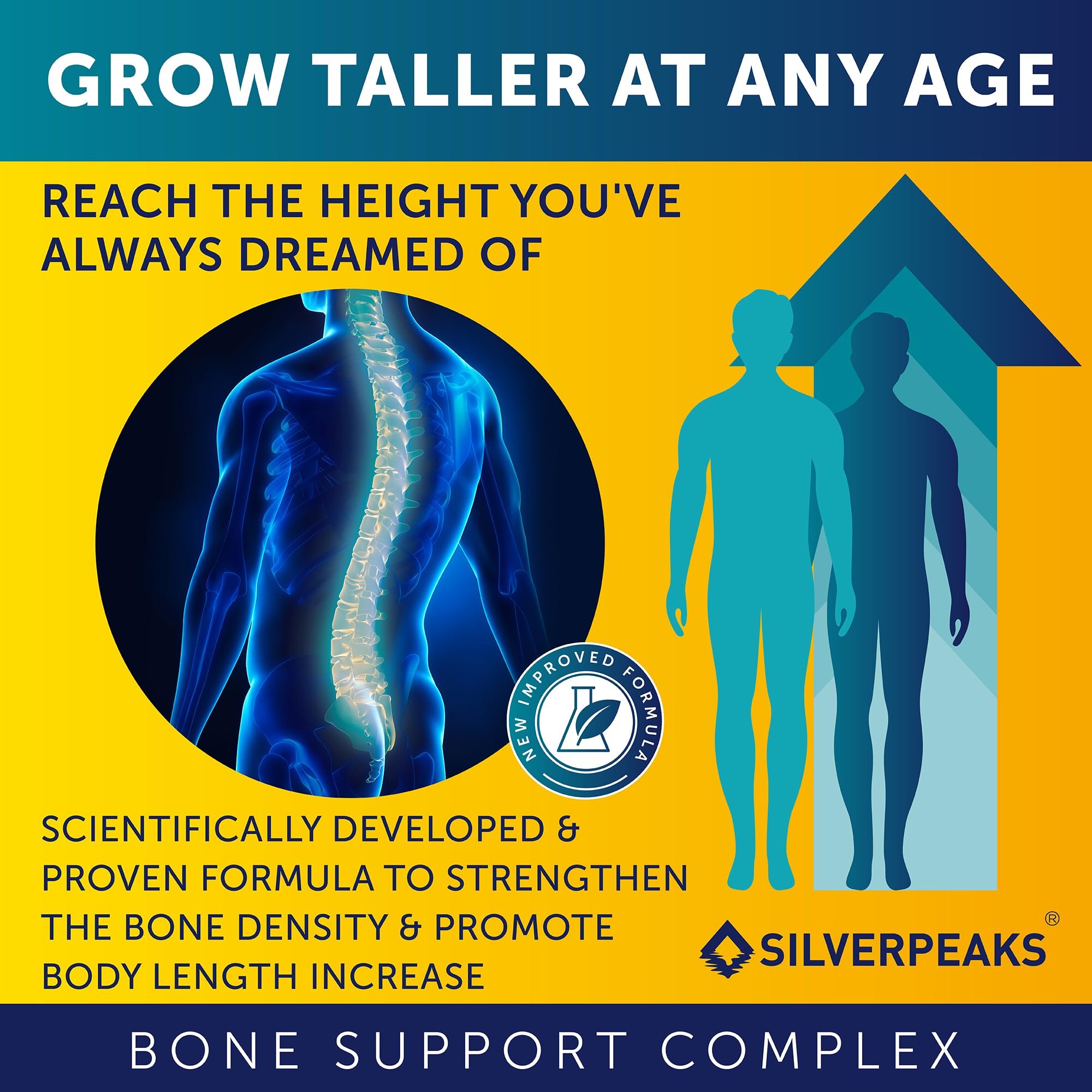SILVERPEAKS primera plana de cápsula mostrando tamaño y composición vegetal