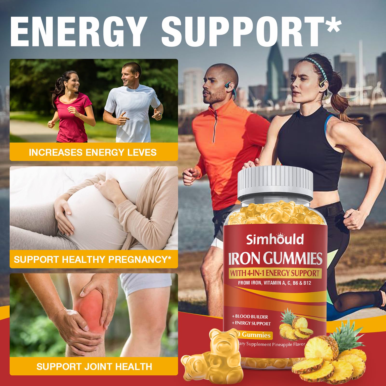 Simhould etiqueta nutricional mostrando hierro 80 mg y vitaminas clave