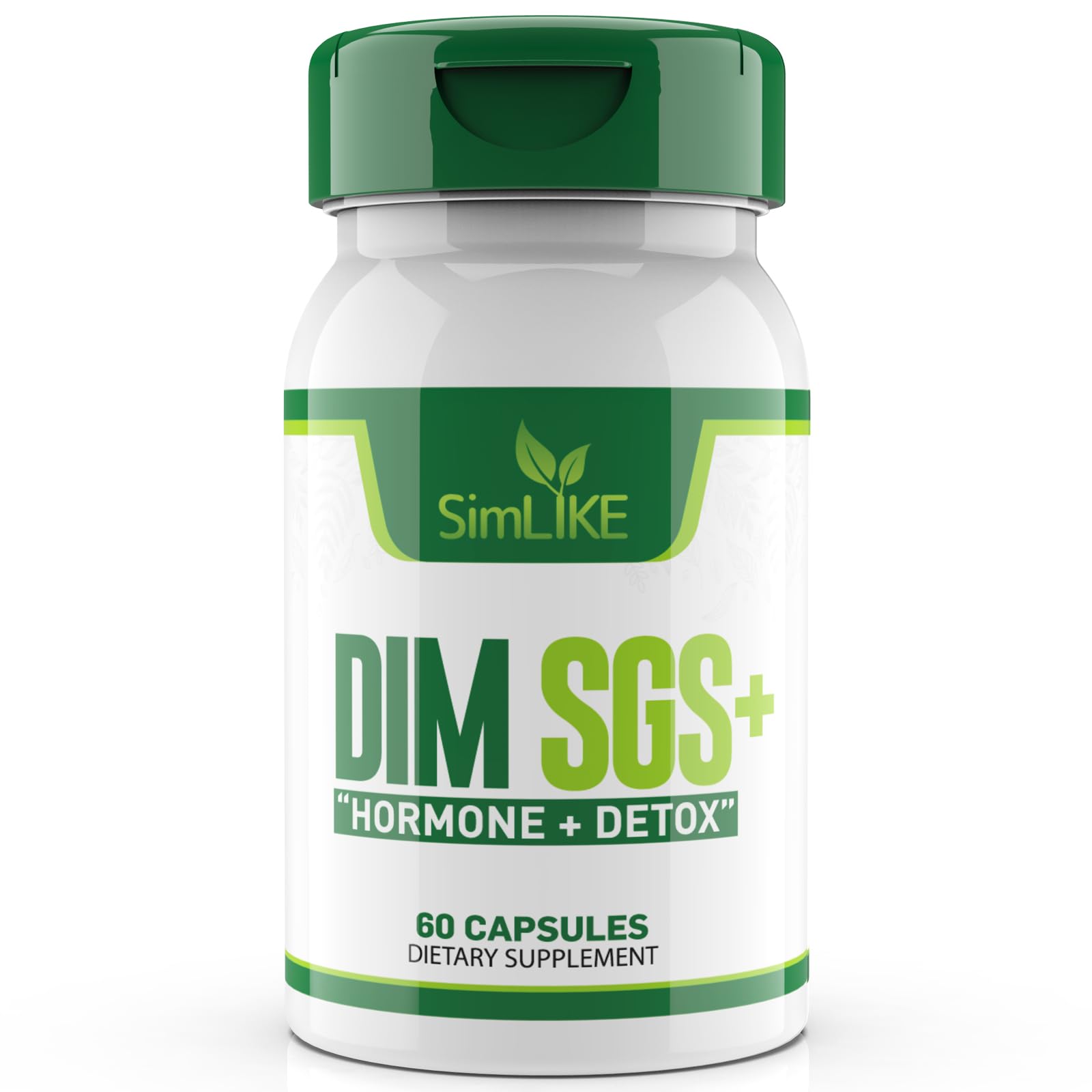 Simlike - botella del producto vista frontal, indica soporte hormonal