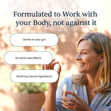 Simple Promise BellyFlush ingredientes secos junto al frasco indicando mezcla de hierbas