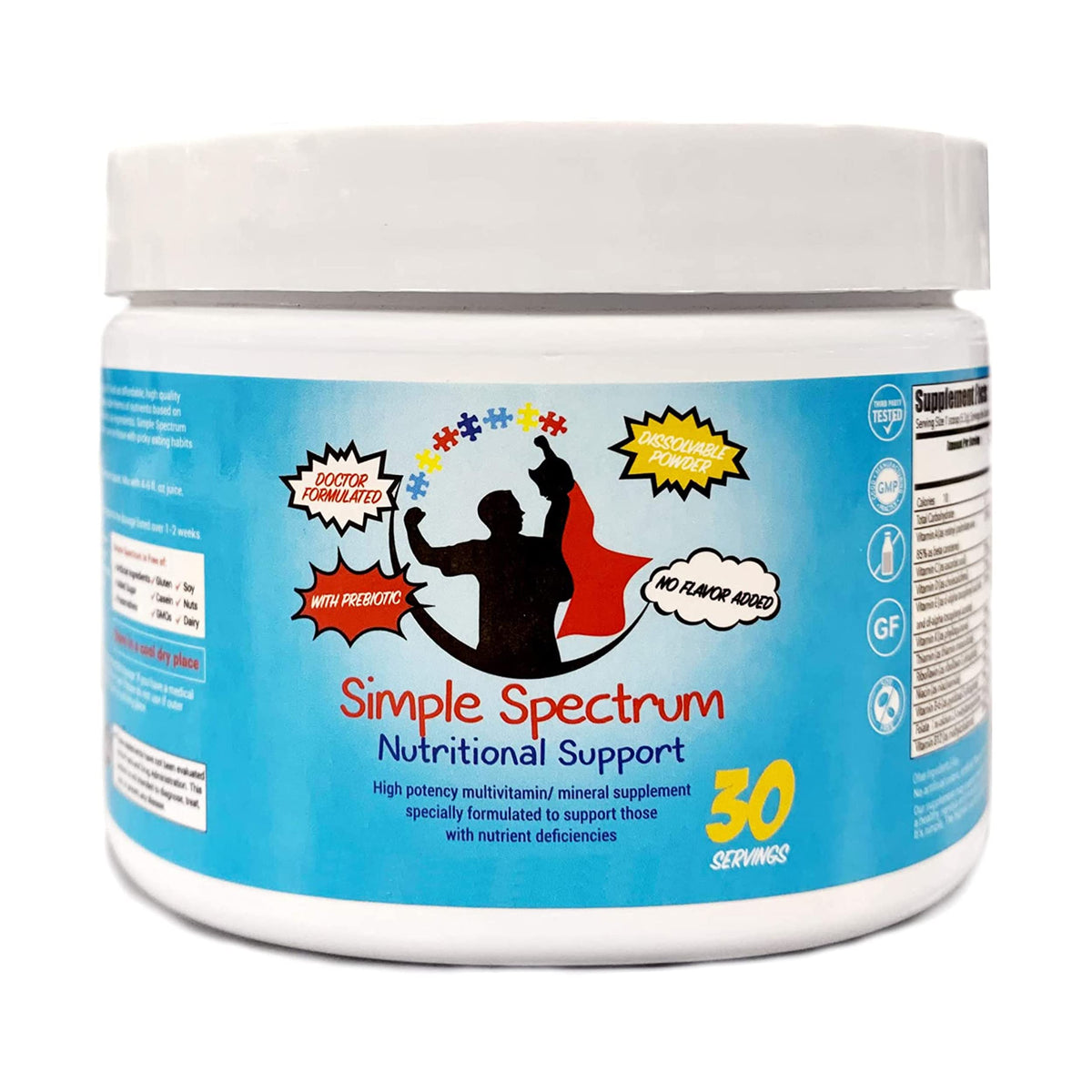 Simple Spectrum envase frontal mostrando producto y sin azúcares añadidos