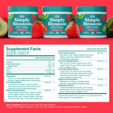Simply Blossom etiqueta y cierre resaltando ingredientes y autenticidad