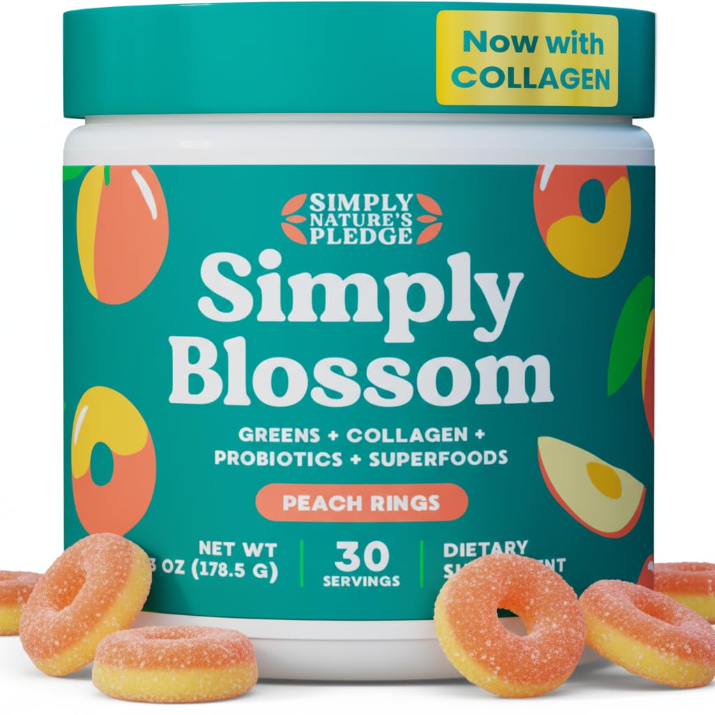 Simply Blossom frente del envase que muestra fórmula completa y beneficio diario