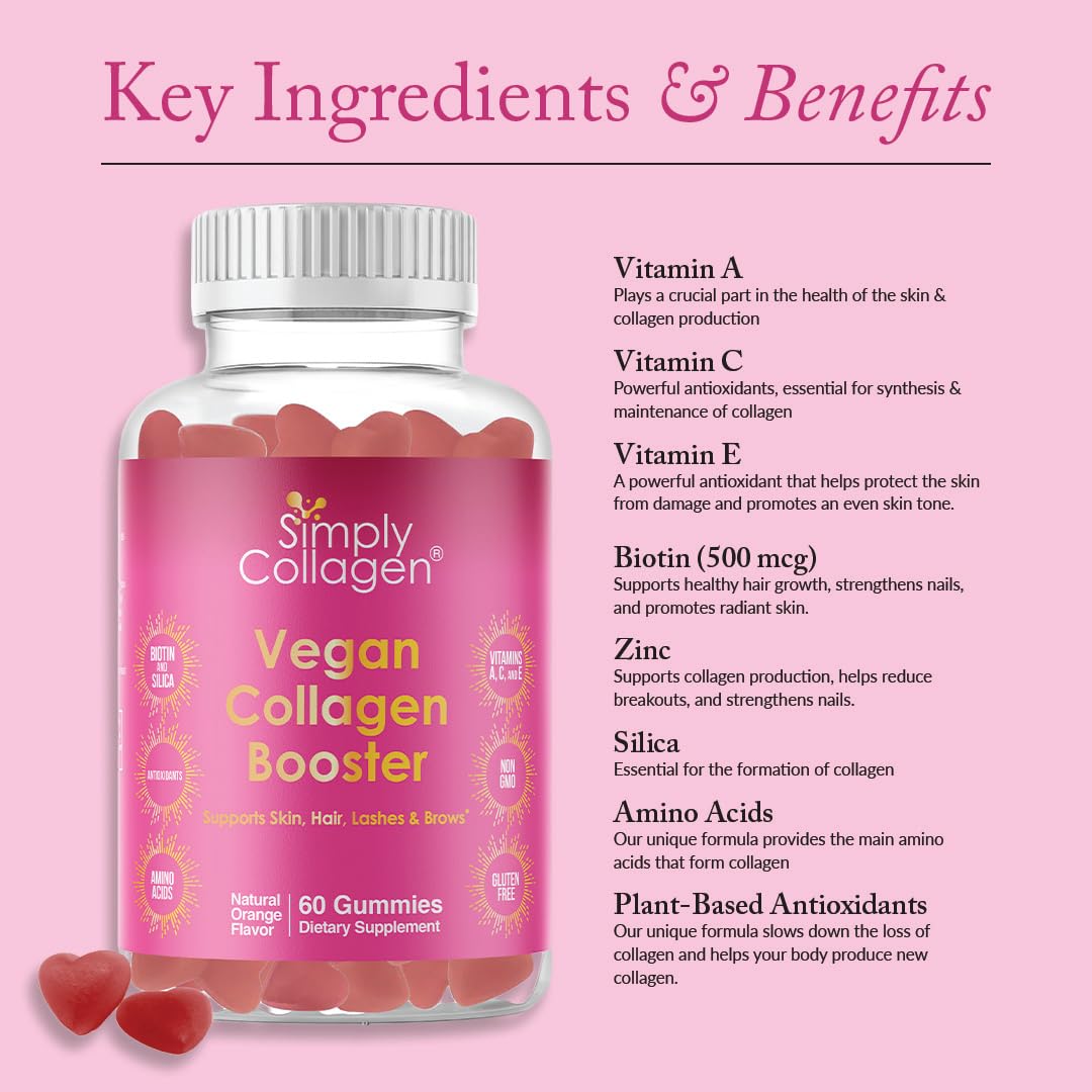Simply Collagen etiqueta de ingredientes destacando vitaminas A C E y biotina