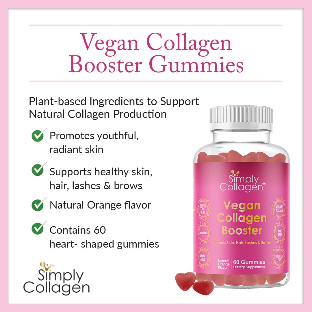 Simply Collagen varias gominolas en forma de corazón que facilitan la toma diaria