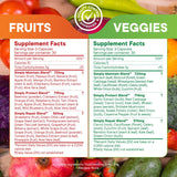 Simply Nature's Pledge detalle de etiqueta con lista de 42 frutas y verduras