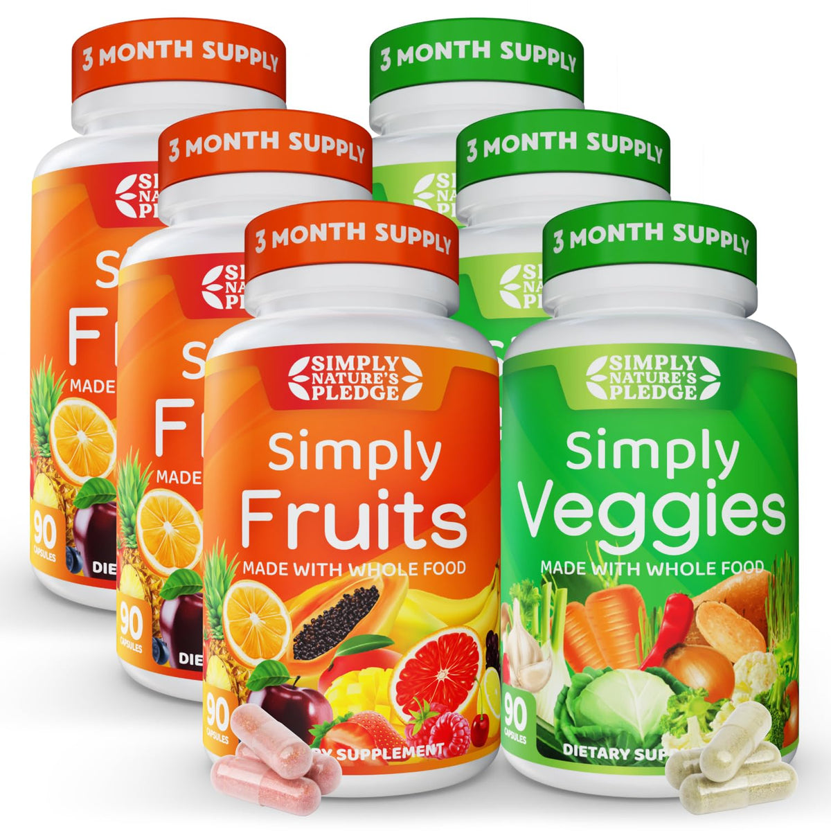 Simply Nature's Pledge frente del empaque mostrando 540 cápsulas y beneficio conveniencia