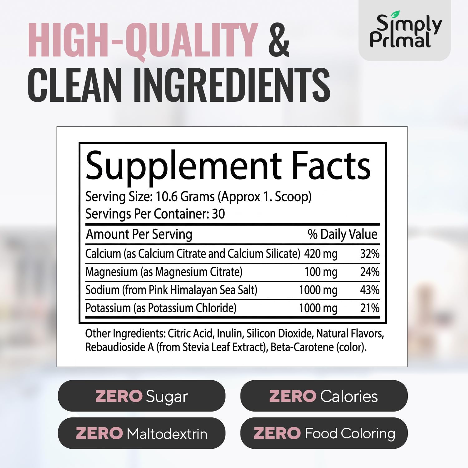 Simply Primal junto a una regla para comparar tamaño del envase