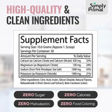Simply Primal junto a una regla para comparar tamaño del envase