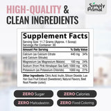 Simply Primal etiqueta nutricional legible que resalta electrolitos clave