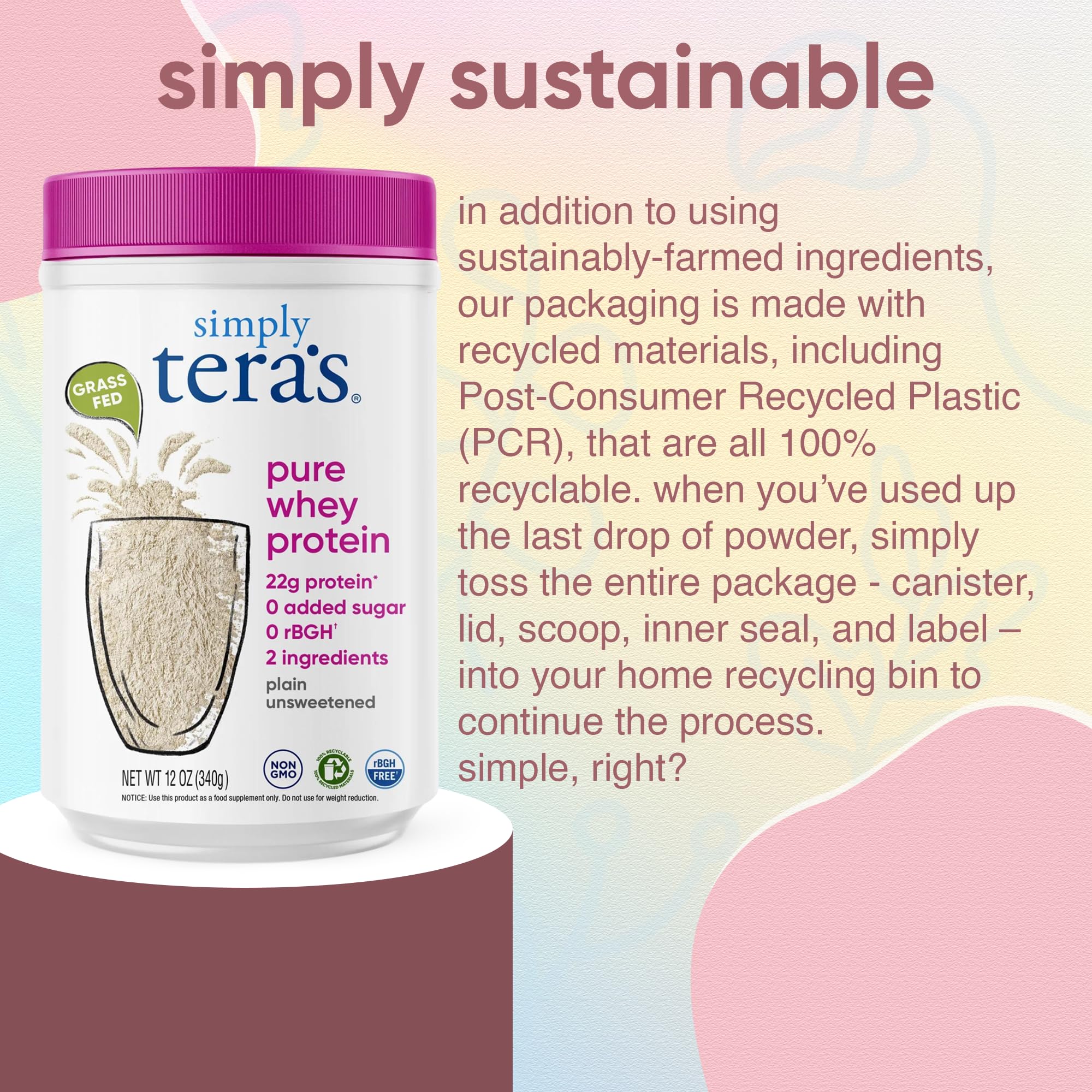 simply tera's etiqueta con sellos Non-GMO y kosher para confianza