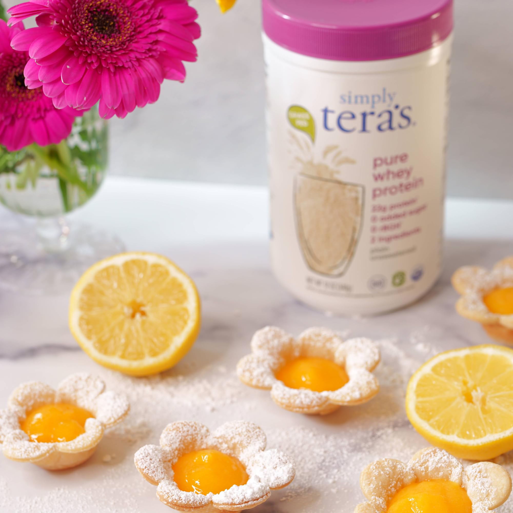 simply tera's etiqueta con certificaciones Kosher y Non‑GMO, confianza