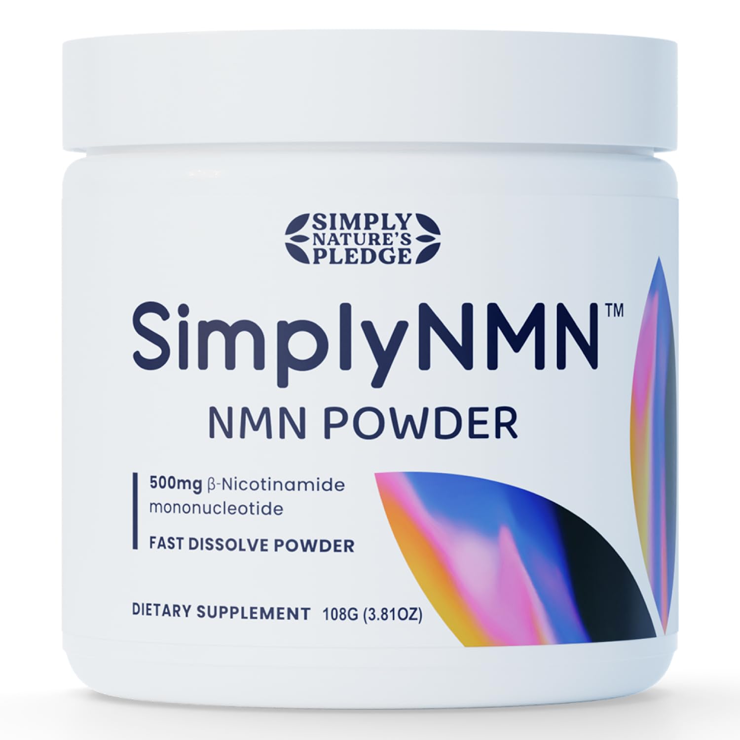 Simply Nature's Pledge frasco frontal mostrando etiqueta clara y pureza