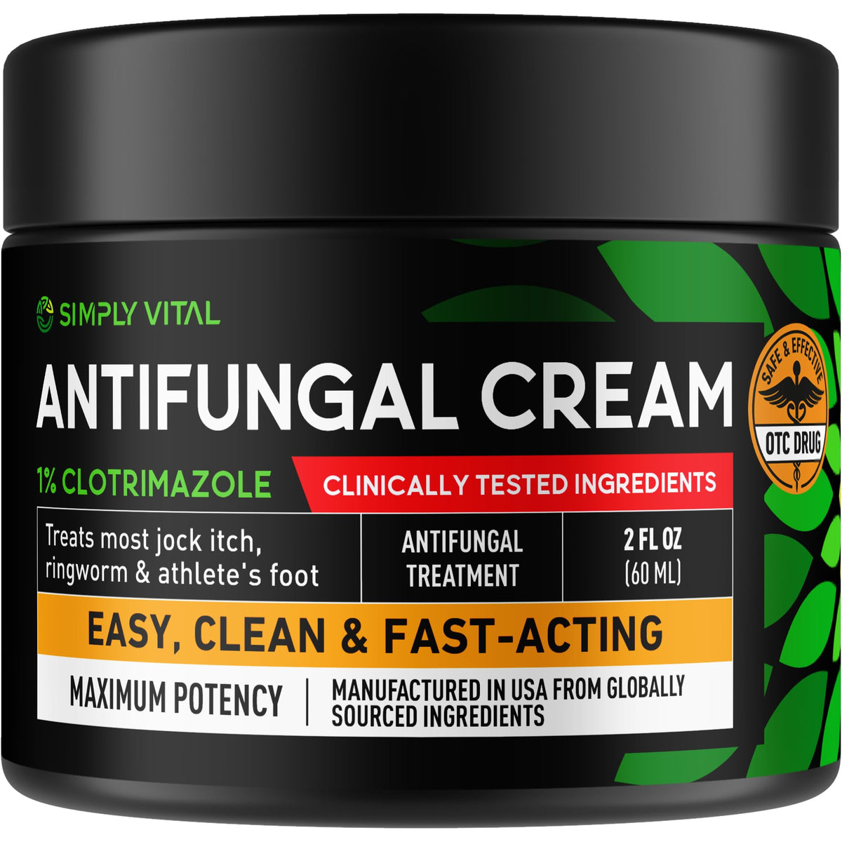 SimplyVital envase frontal mostrando crema antifúngica 2 oz y fácil identificación