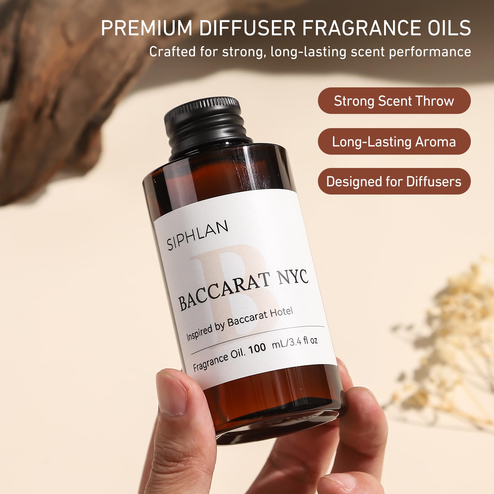 SIPHLAN Baccarat detalle del cierre seguro que evita fugas y conserva aroma