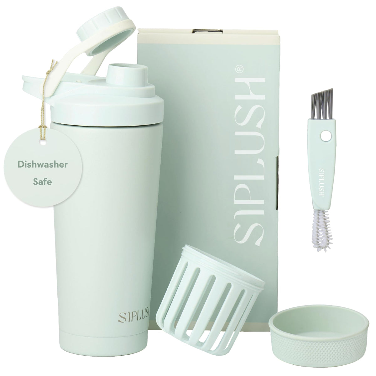 SIPLUSH botella frontal sage green mostrando diseño y tamaño