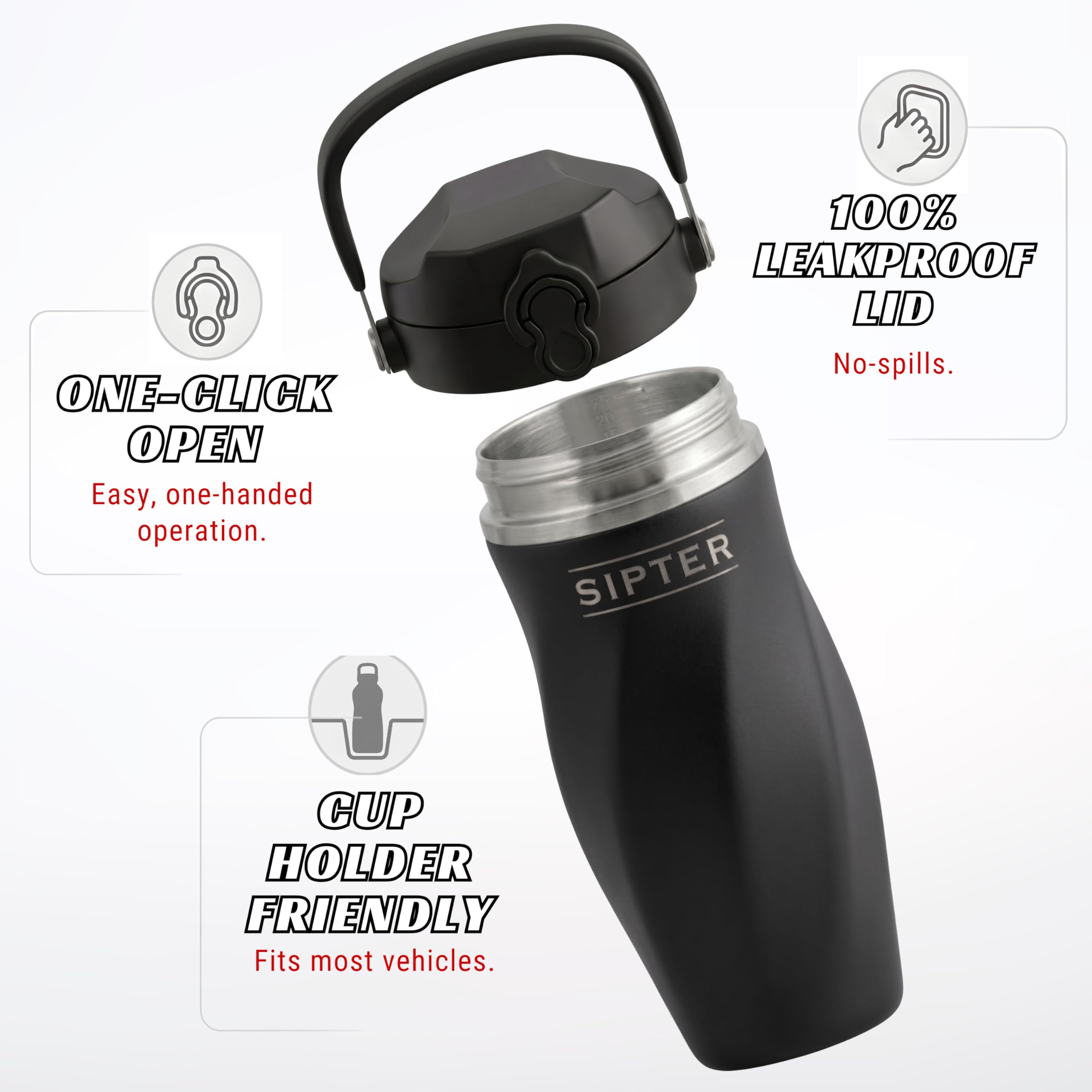 Sipter Onyx Prime tapa con bloqueo un clic y sello hermético práctico
