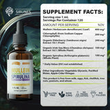 SIRUNES ingredientes spirulina, sea moss y elderberry en primer plano
