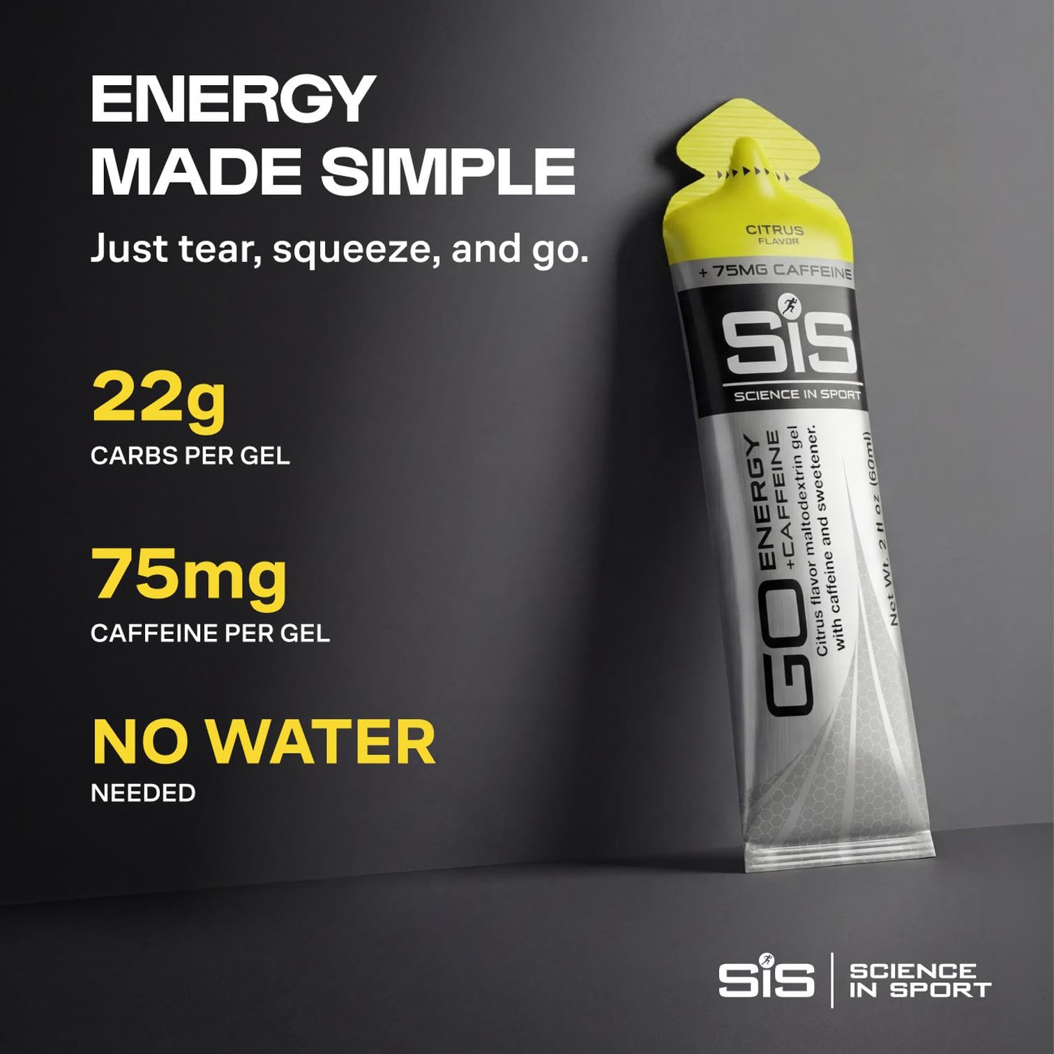 Science in Sport gel en uso por corredor, apoyo energético en competición