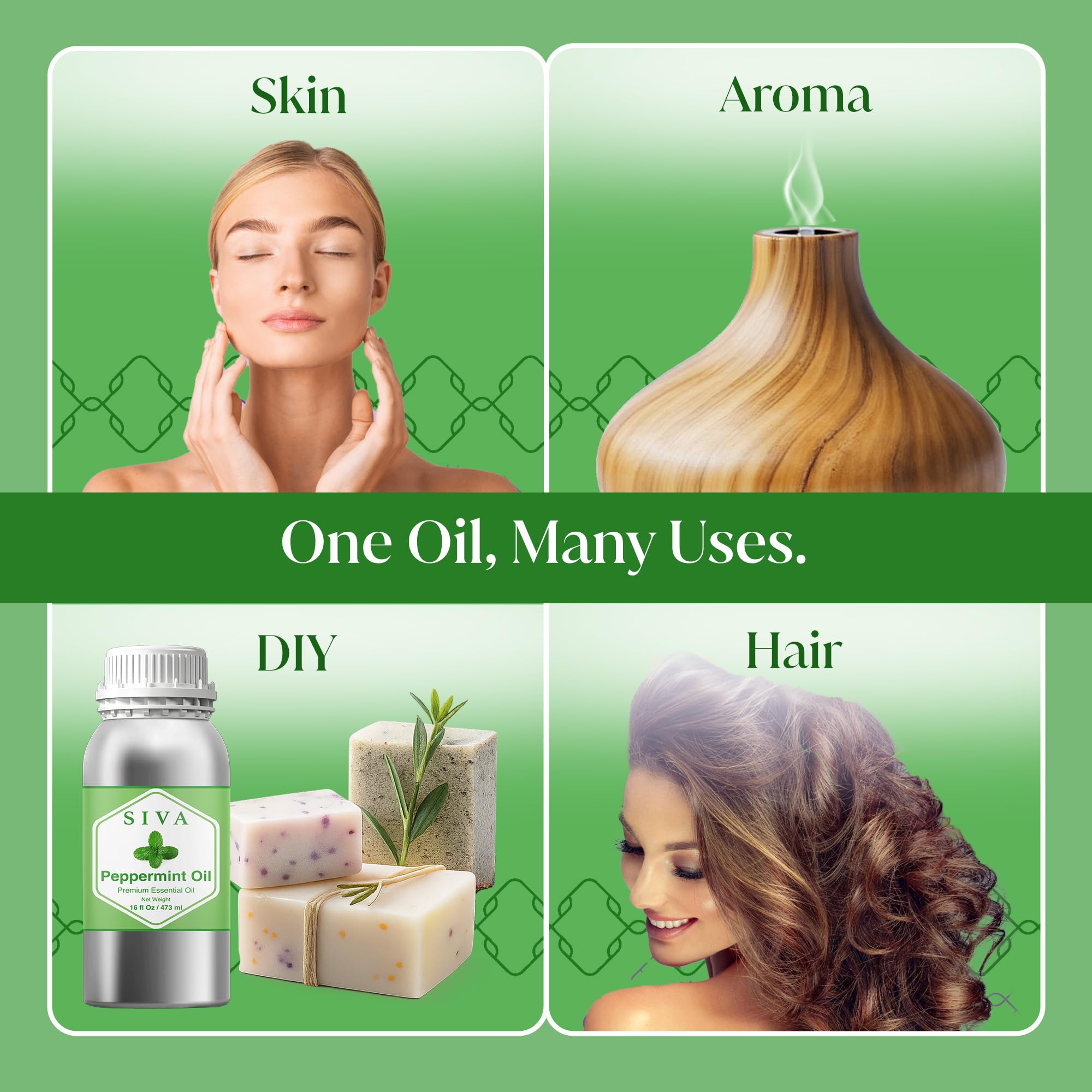 SIVA ORGANICS frasco junto a regla para comparar tamaño 16oz, beneficio: visualiza la cantidad
