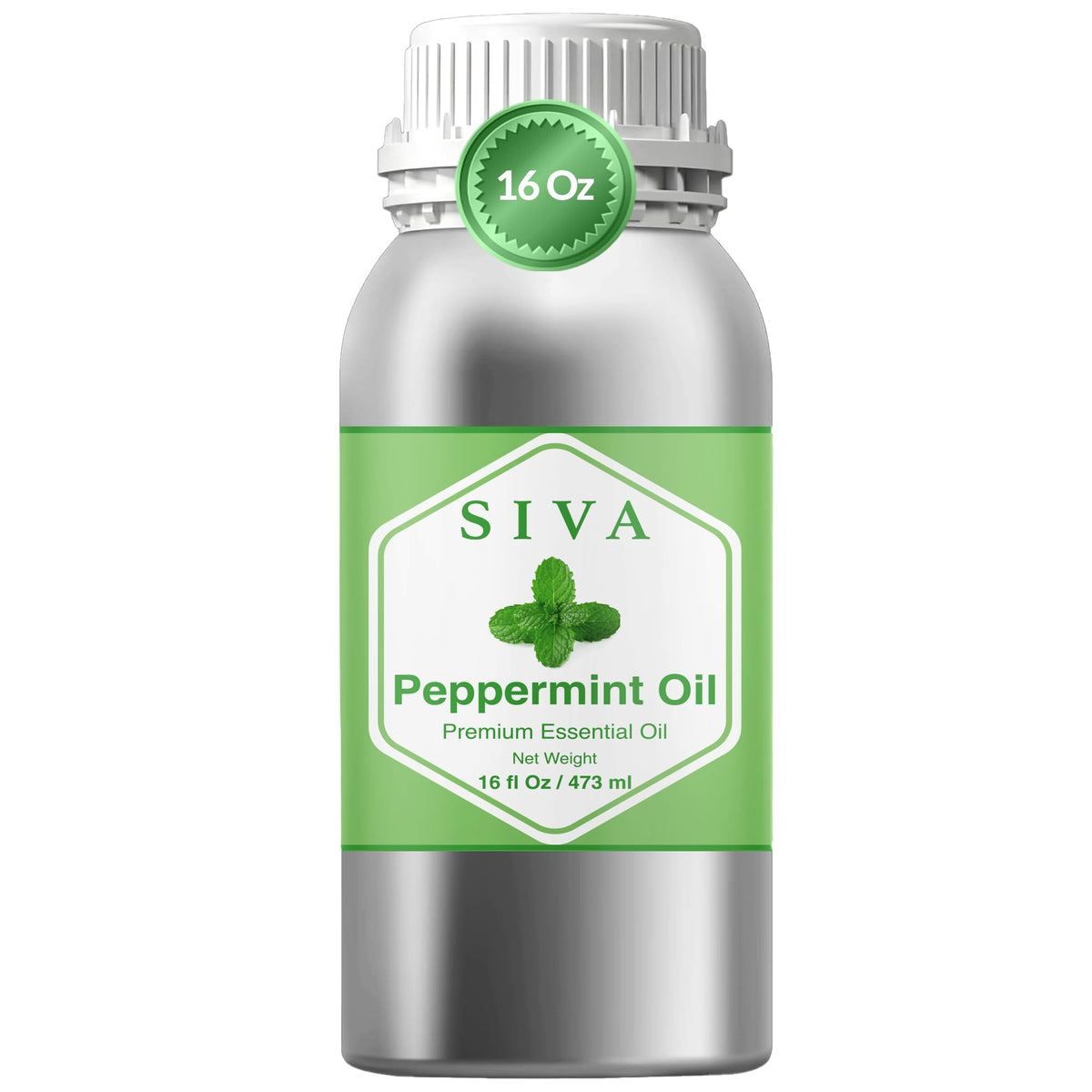 SIVA ORGANICS frasco frontal de menta mostrando etiqueta y volumen, beneficio: ahorro por tamaño