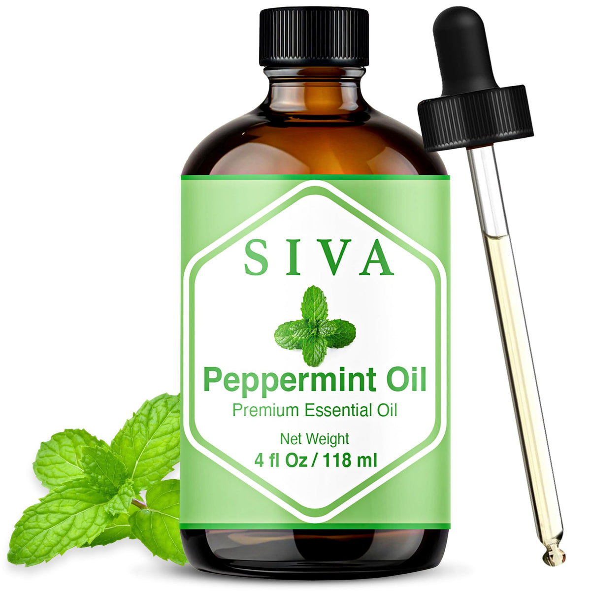 SIVA ORGANICS botella ámbar 4oz con cuentagotas, fácil dosificación