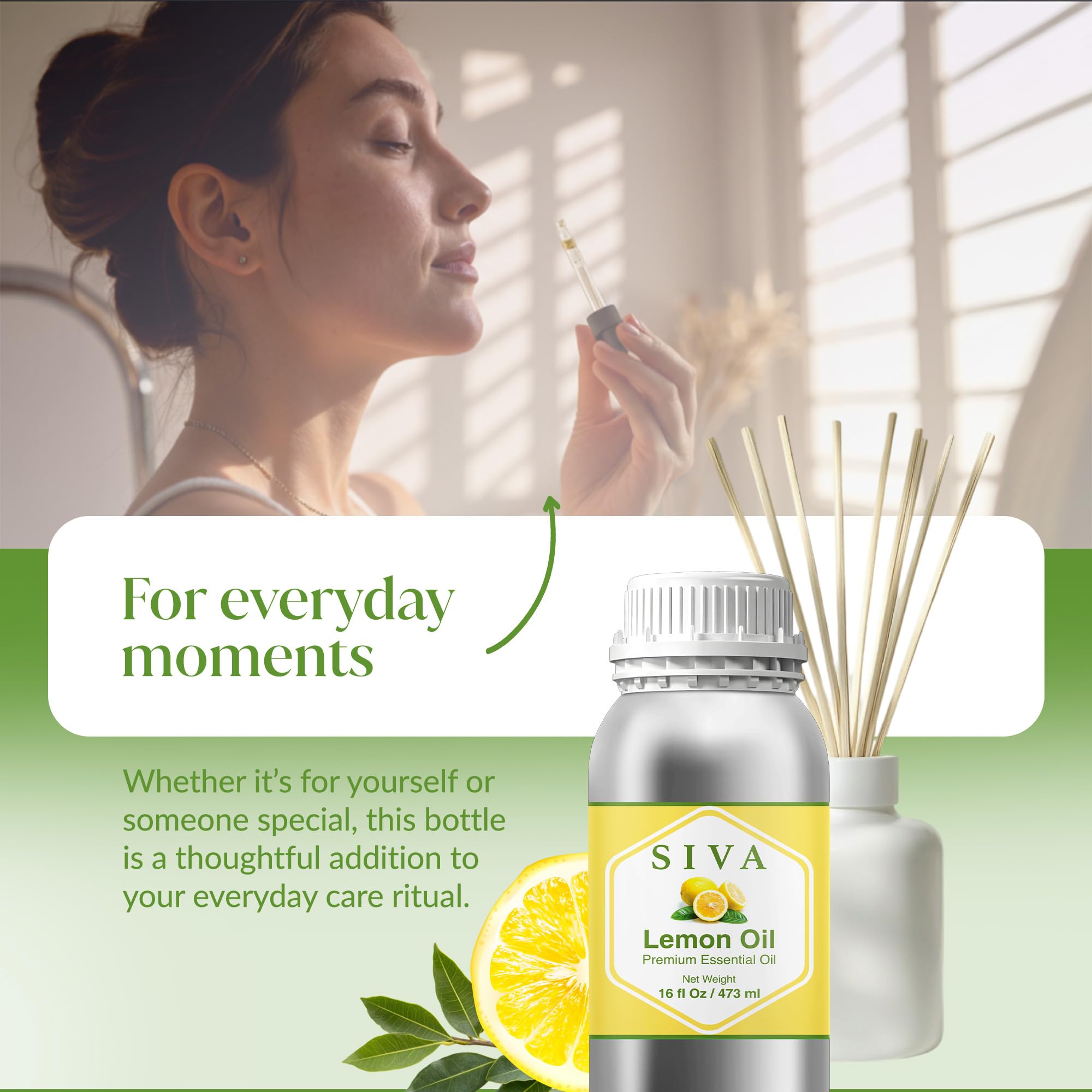 SIVA ORGANICS comparación de tamaño con mano para referencia de volumen