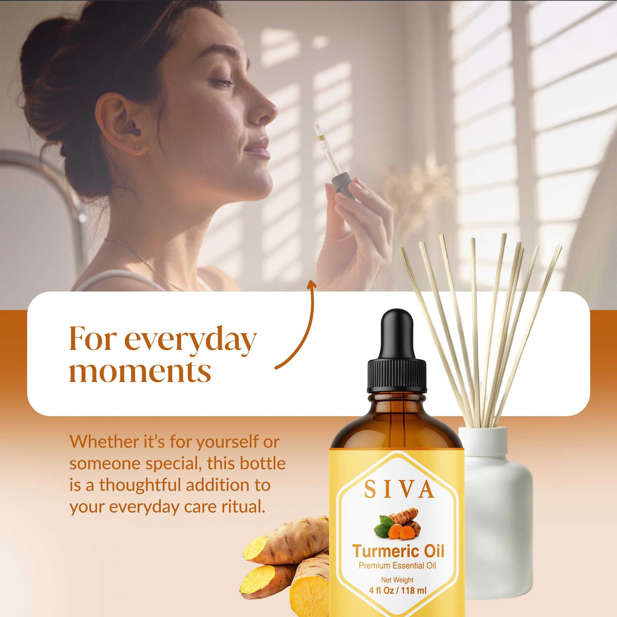 SIVA ORGANICS comparación de tamaño del frasco 4 fl oz, capacidad útil